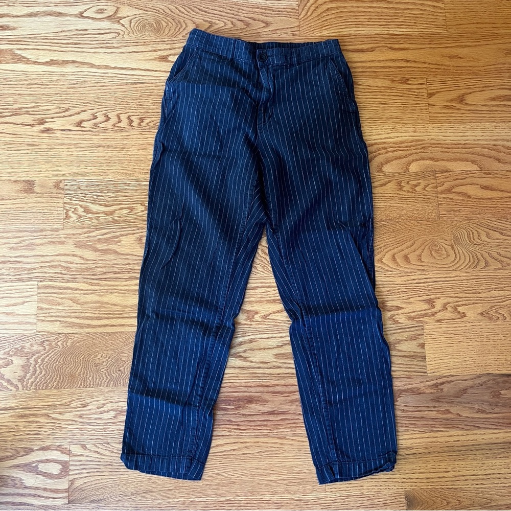 Uniqlo Tapered Pinstripe Linen Pants